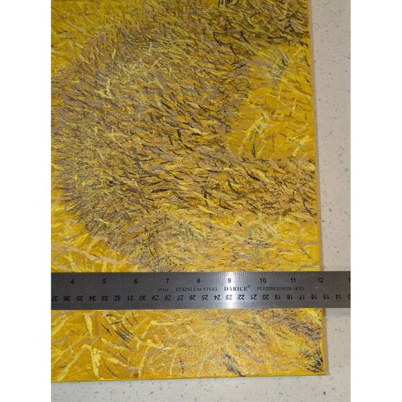 Abstract Yellow Textured Canvas Art Signed by Artist  Contemporary Original Pain - Picture 14 of 16